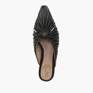 NWT Sam Edelman Julia Pointed Toe Mule Black Leather Sandals Women's Size 6.5